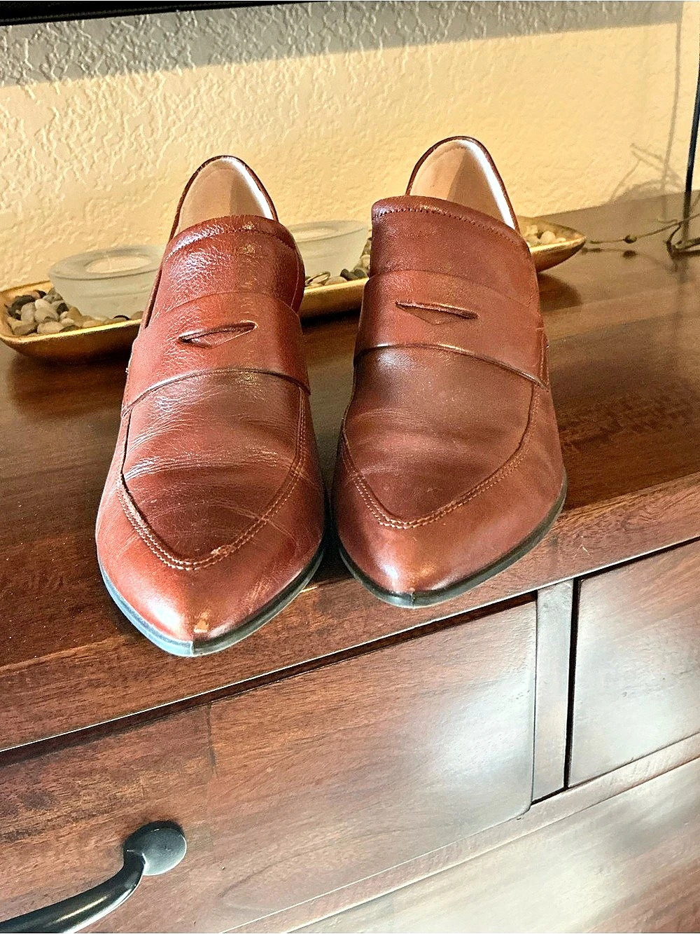 ECCO Women’s Leather Loafers – Brown/Cognac, Size 8